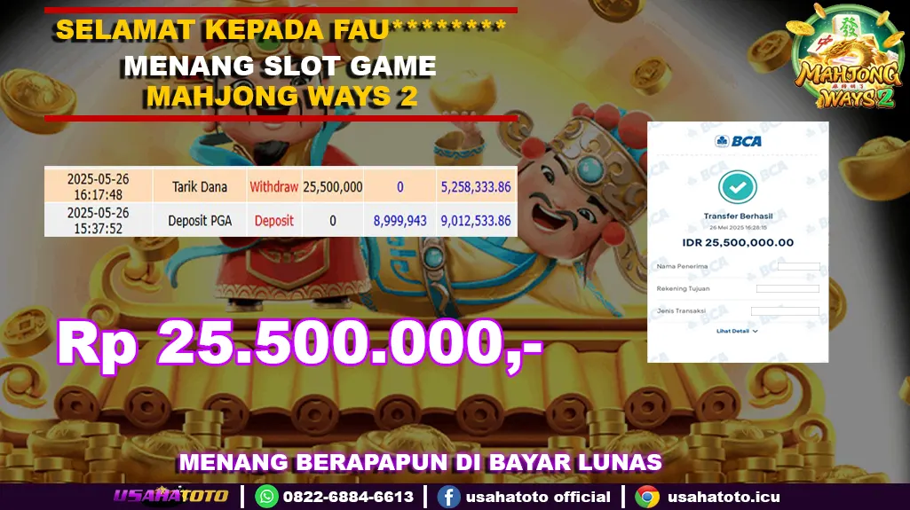 Bukti jp kemenangan slot game mahjong ways2 26 mei 25