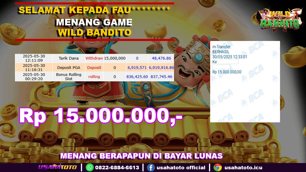 Bukti jp kemenangan game wild bandito 30 mei 25