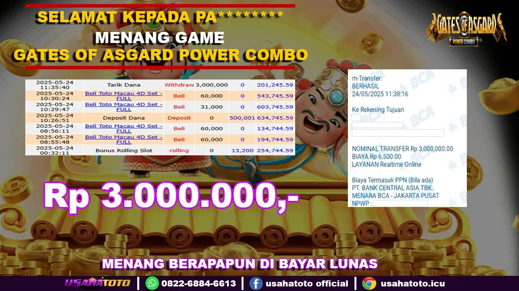 Bukti jp kemenangan game gates of asgard power combo 24 mei 25
