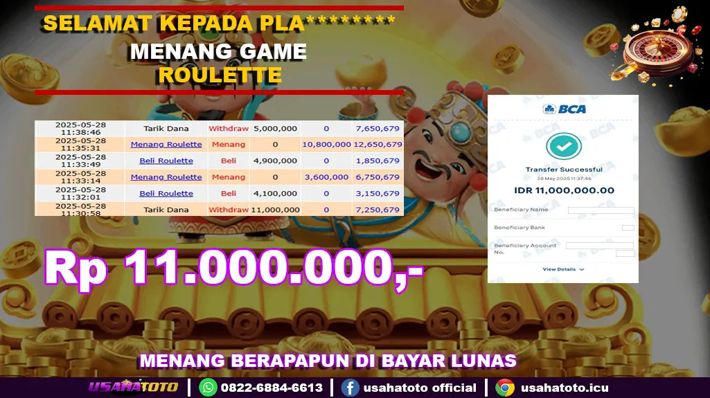 Bukti jp kemenangan game roulette 28 mei 25