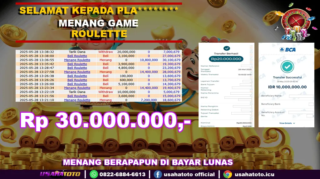 Bukti jp kemenangan game roulette 28 mei 25