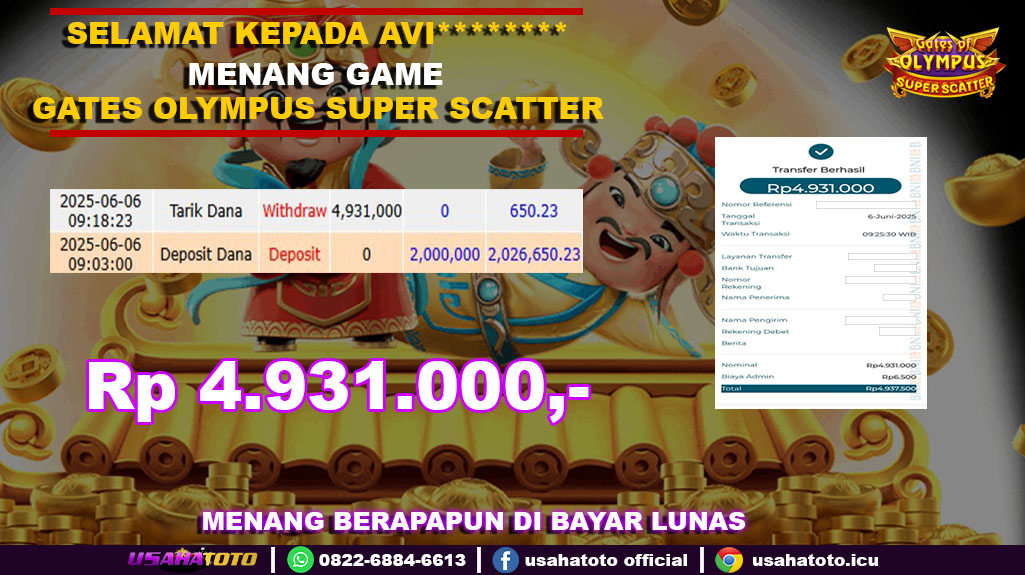 Bukti jp kemenangan game gates olympus super scatter 06 juni 25