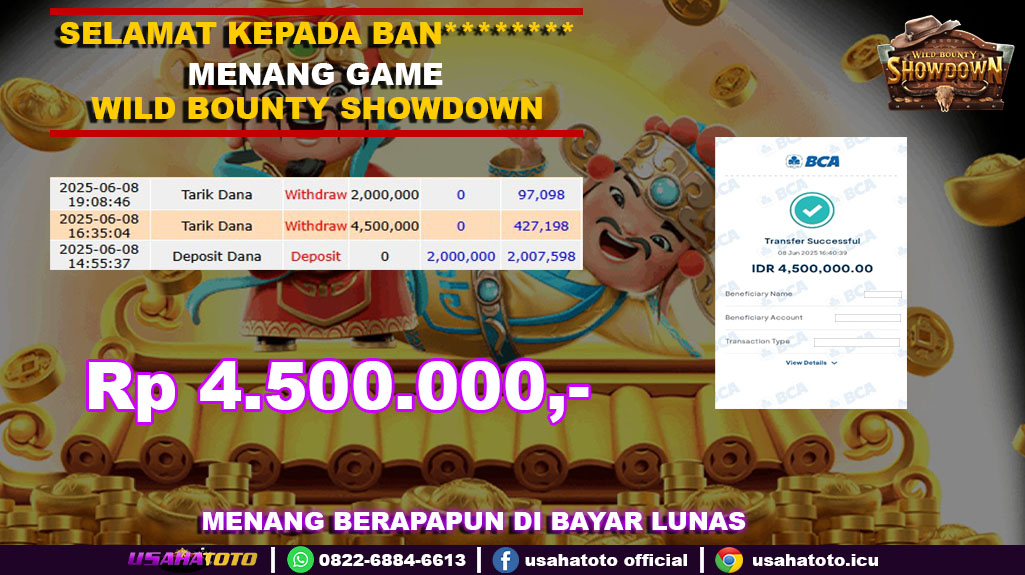 Bukti jpkemenangan slot game wild bounty showdown 08 juni 25