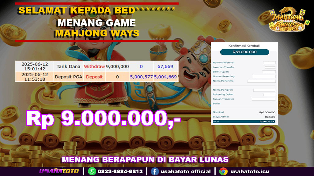 Bukti jp kemenangan slot game mahjong ways 12 juni 25