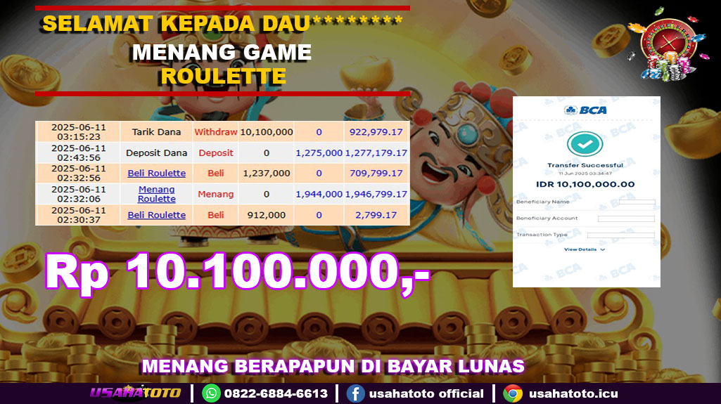Bukti jp kemenangan game roulette 11 juni 25