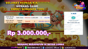 Bukti jp kemenangan slot game sweet bonanza 1000 05 juni 25