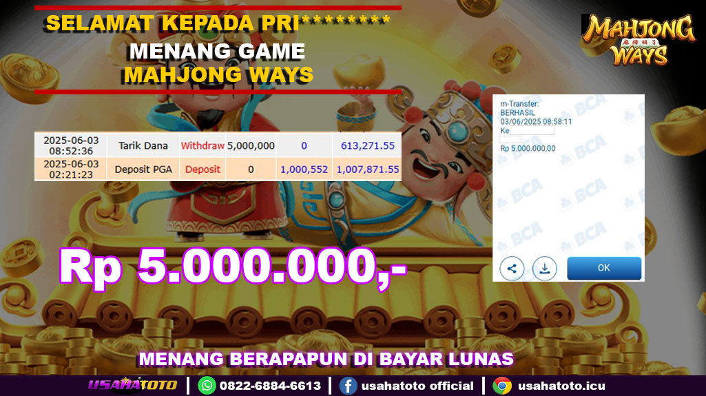 Bukti jp kemenangan slot game mahjong ways 03 juni 25